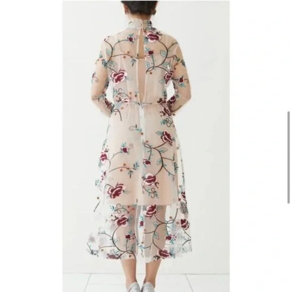 NWT Endless Rose Women's Embroidered Boho Sheer Overlay Midi Dress Sz Xs 2452 - Picture 6 of 16
